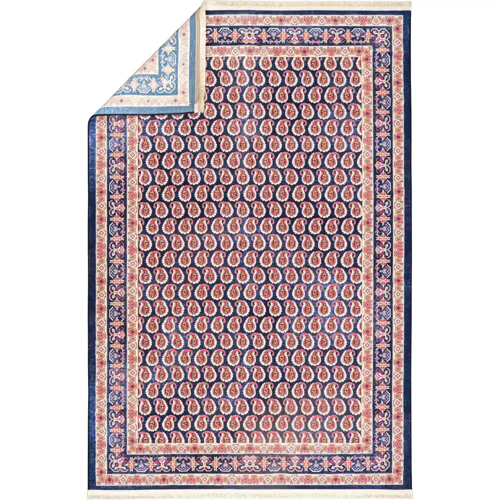 فرش ماشینی سنتی طرح 25cs0180 سرمه‌ای 1000 شانه